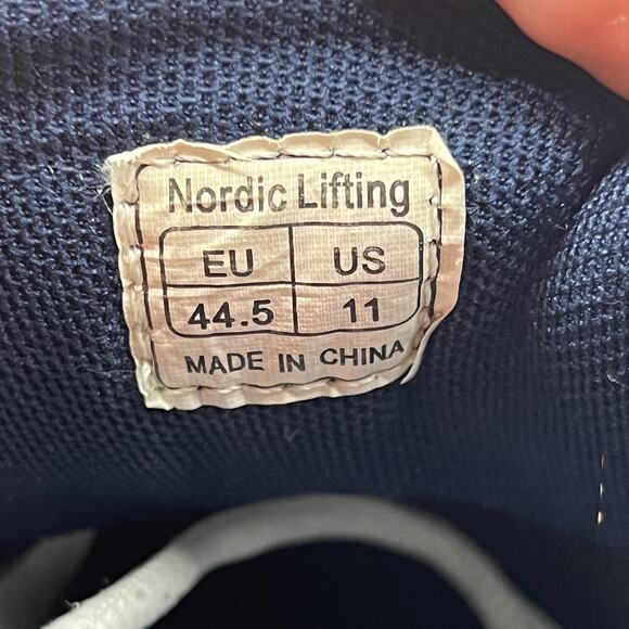 Nordic Lifting Powerlifting Shoes Men Size 11 White Blue Strap Gym Mesh Sneakers